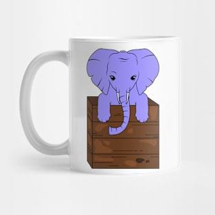 Cute elephant looking out of a box Mug